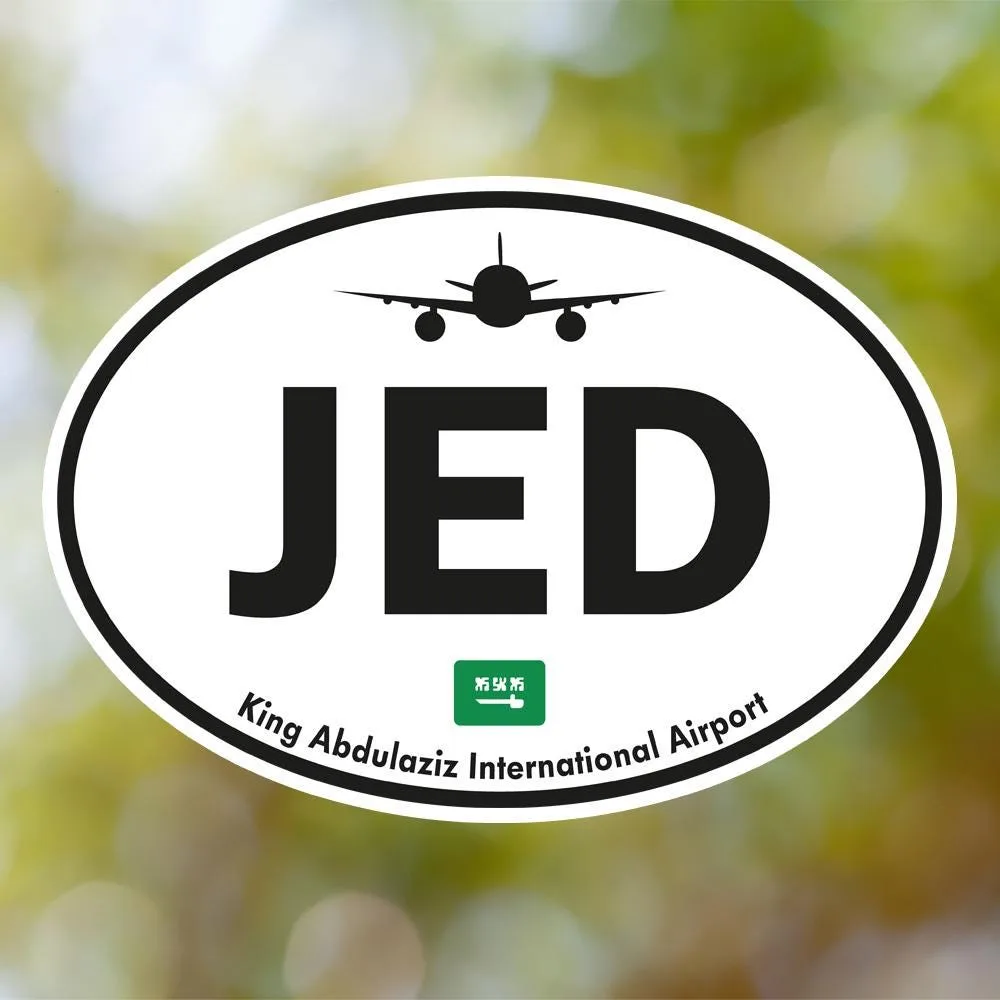 JED King Abdulaziz Airport Sticker (Oval Vintage)