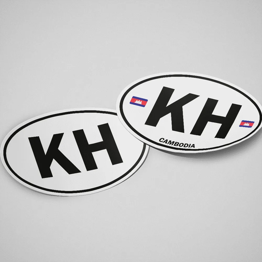 Cambodia Sticker Oval White