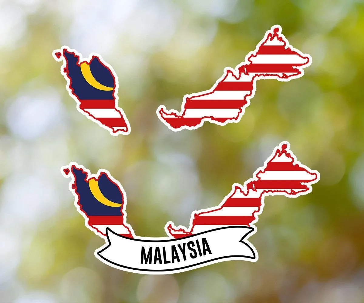 Malaysia Country Shaped Sticker