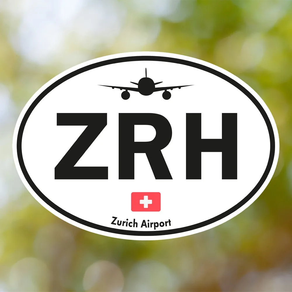 Zurich Airport Sticker (Oval Vintage)