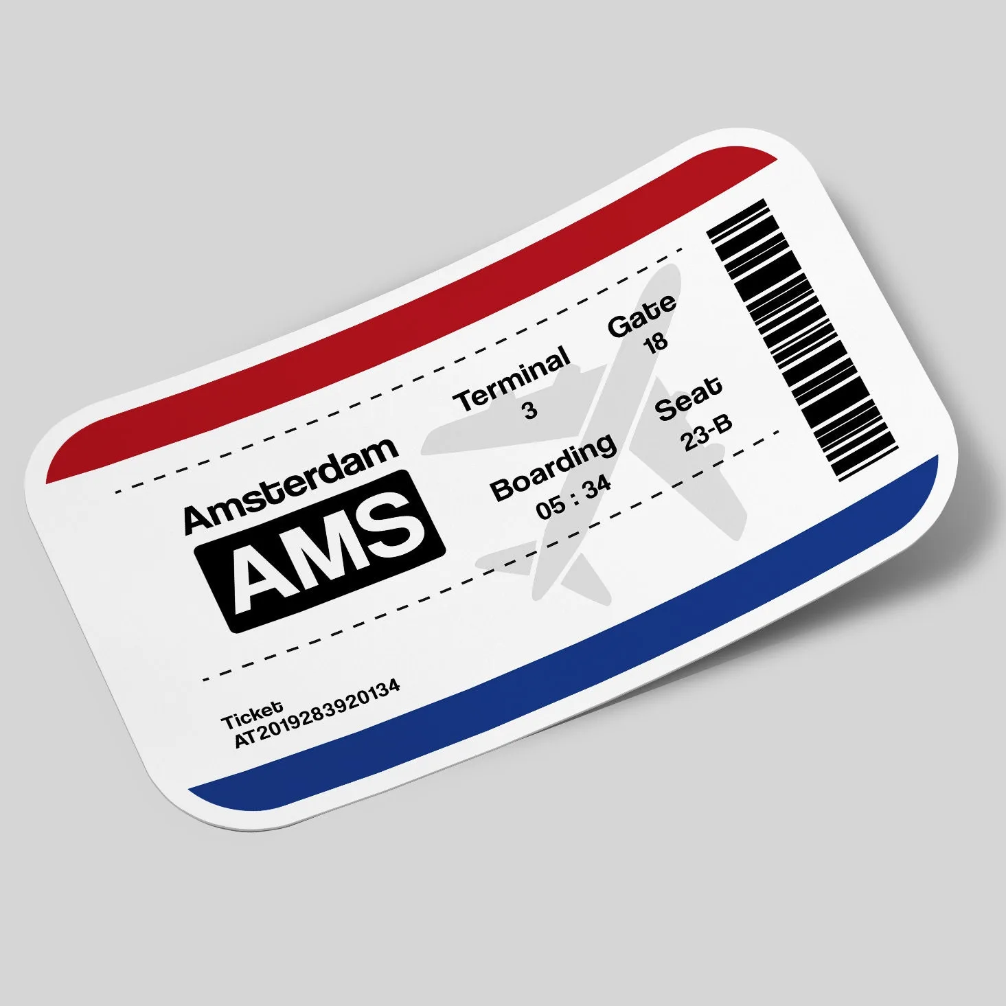 Amsterdam Airport Ticket Sticker