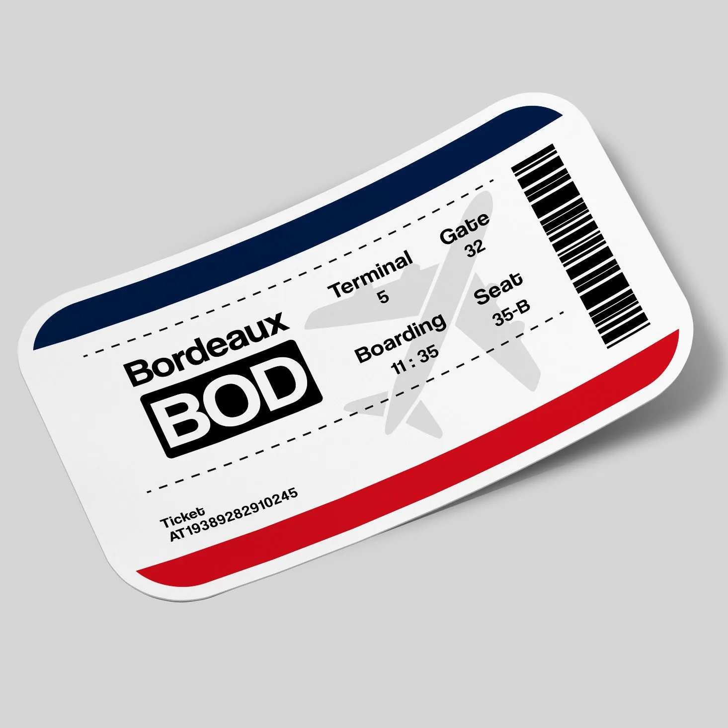 Bordeaux Airport Ticket Sticker